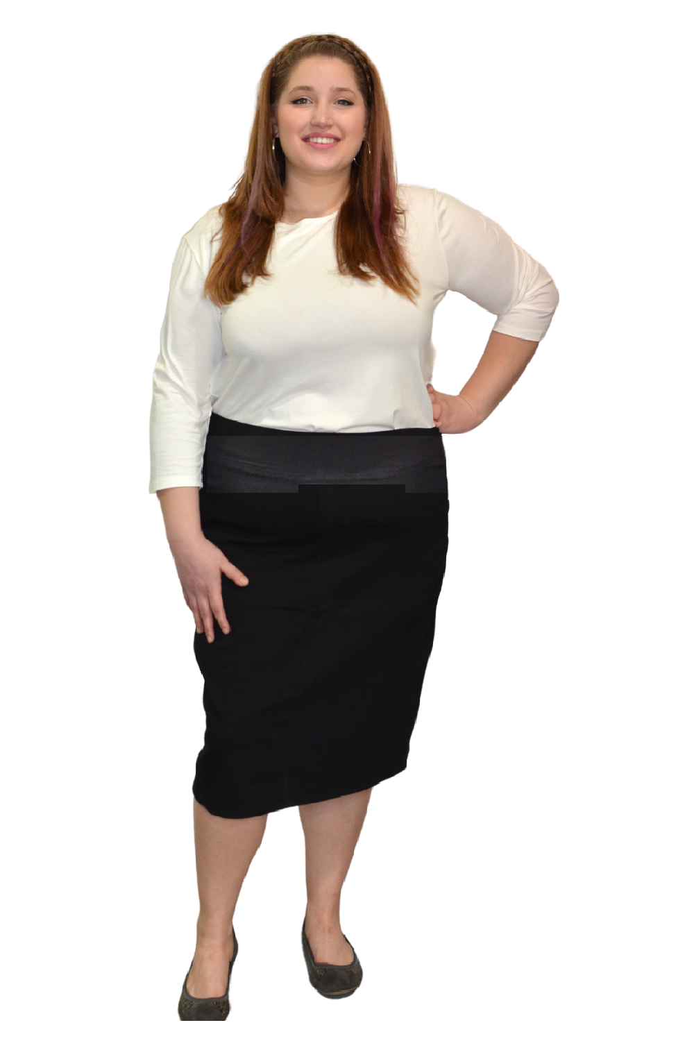 Plus Size Women's Cotton Spandex Stretch Knee-Length Pencil Skirt