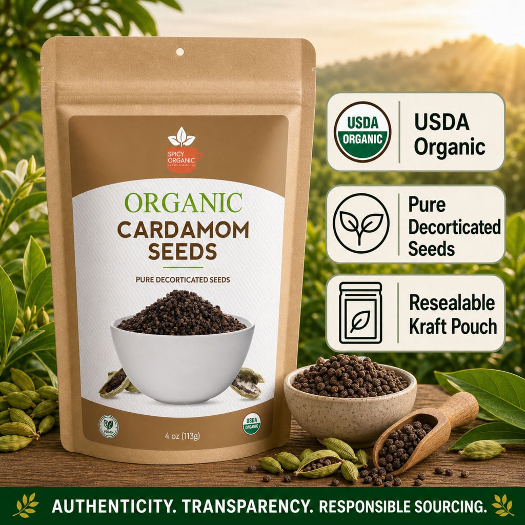 Organic Cardamom Seeds – For Chai, Coffee & Desserts