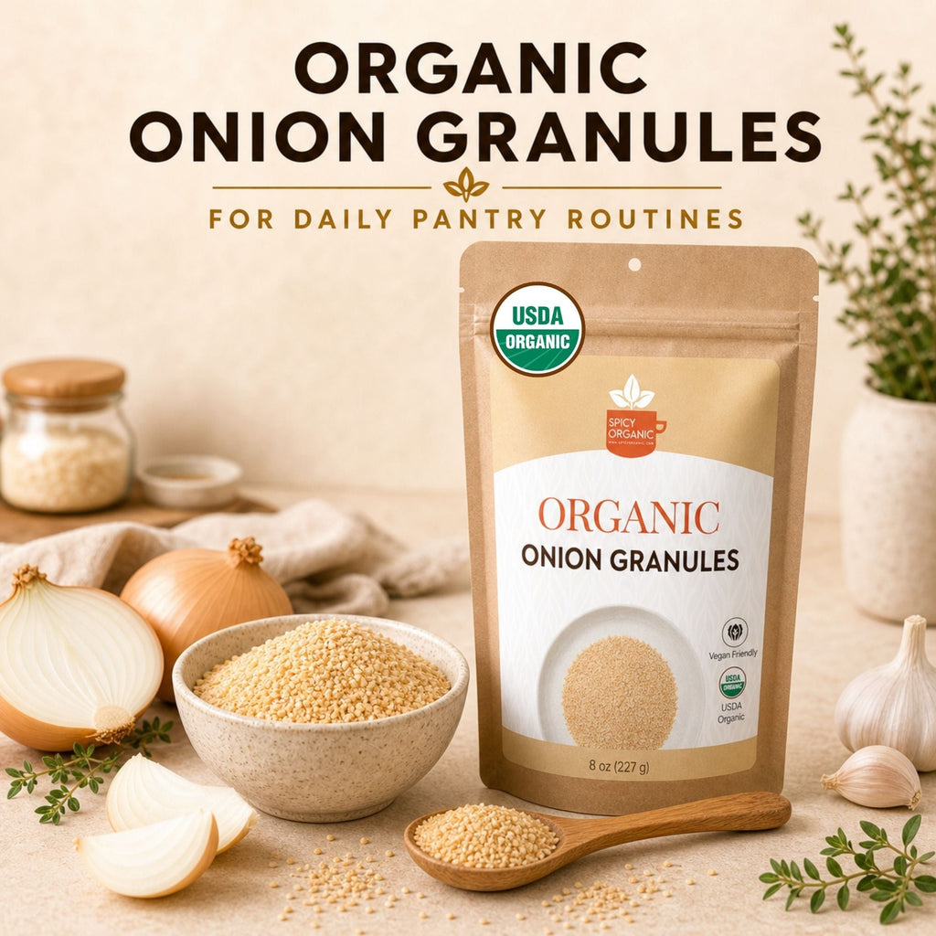 Organic Onion Granules – For Marinades, Rubs & Slow Cooking
