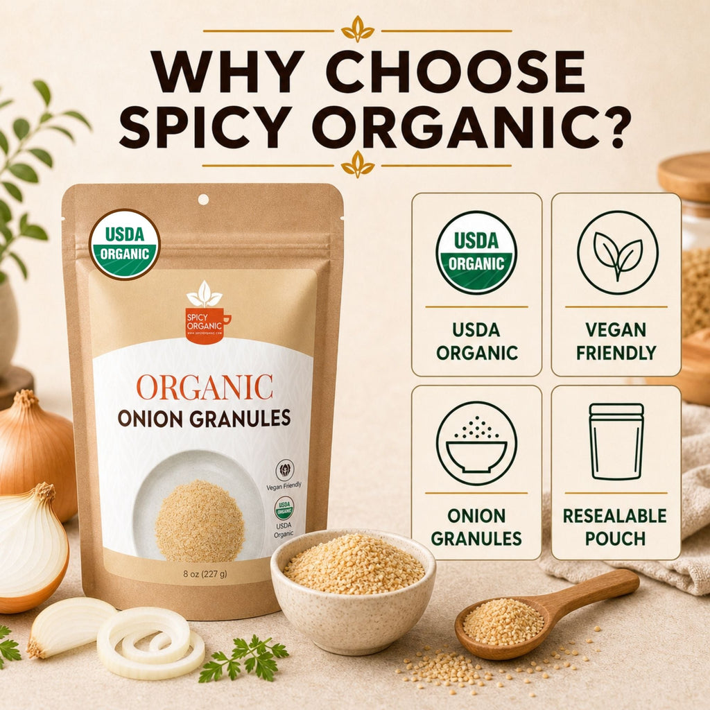 Organic Onion Granules – For Marinades, Rubs & Slow Cooking