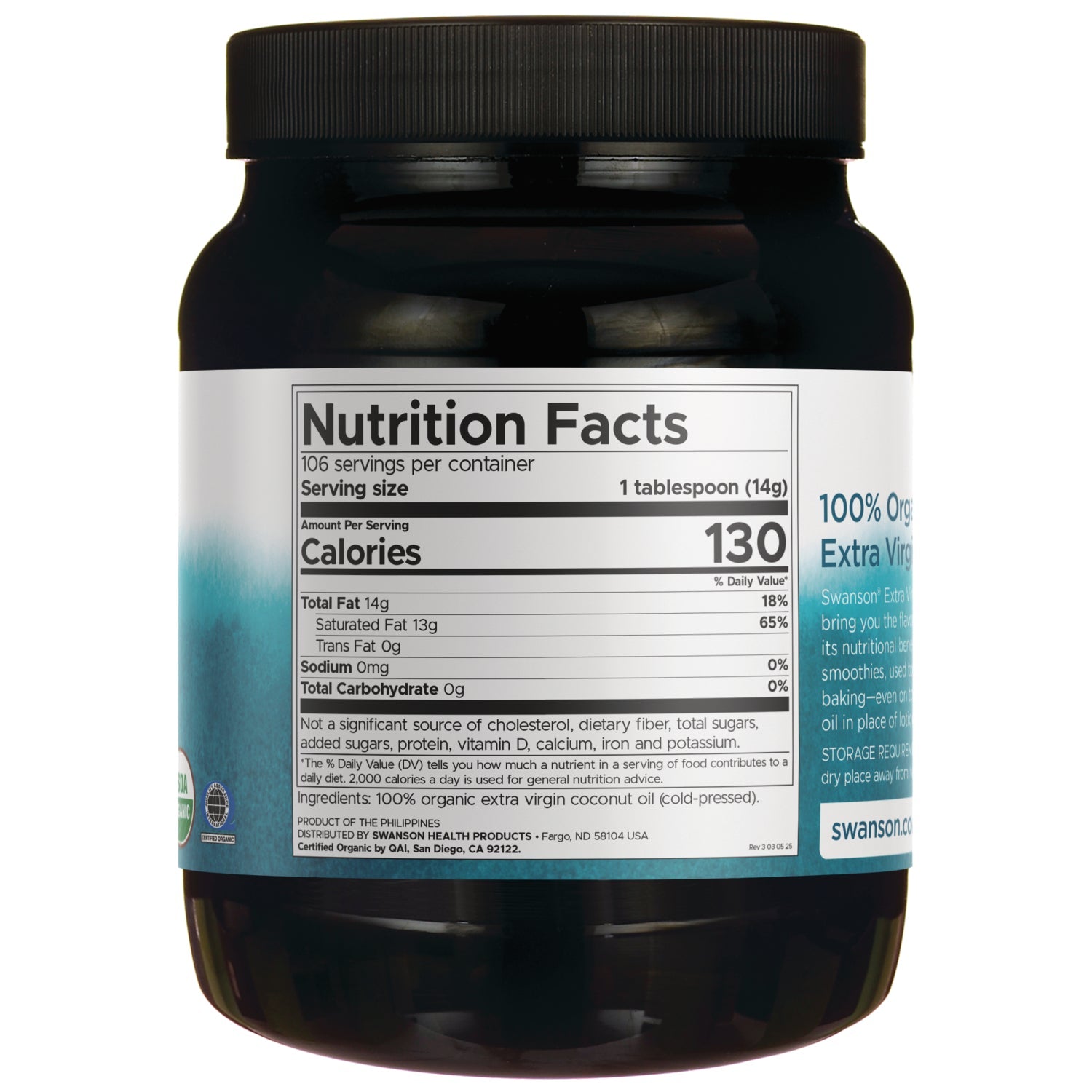 100% Organic Extra Virgin Coconut Oil - Cold Pressed