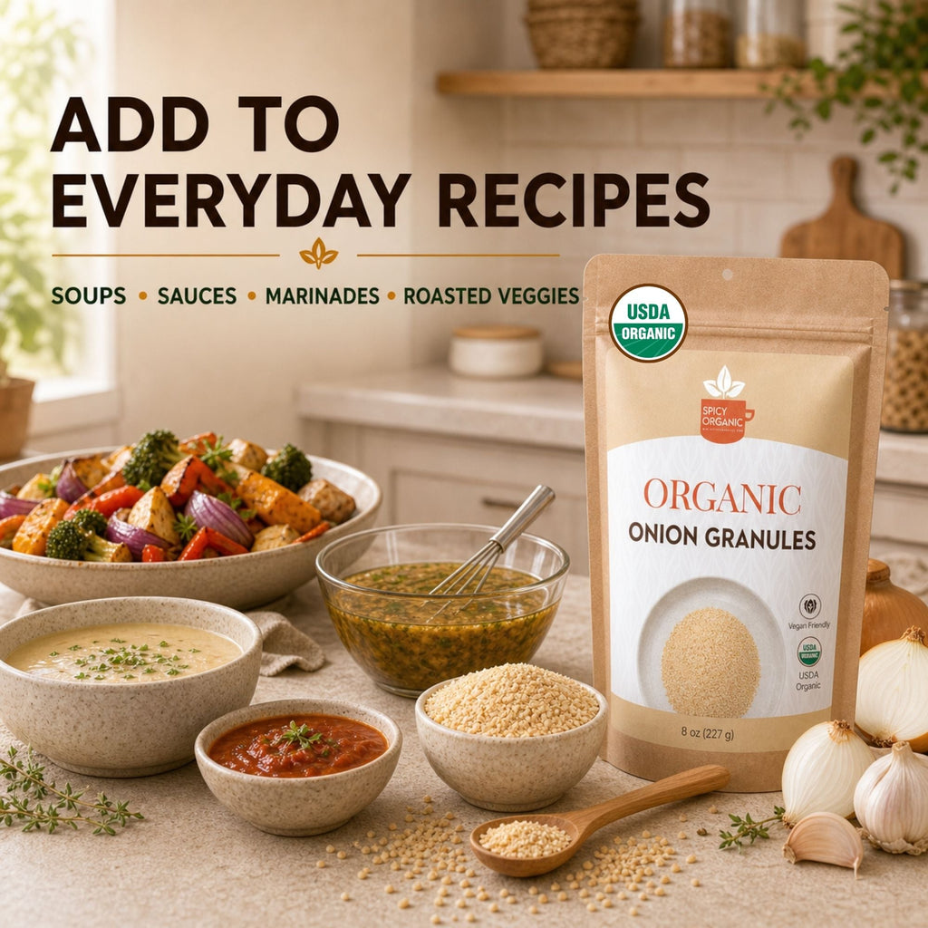 Organic Onion Granules – For Marinades, Rubs & Slow Cooking