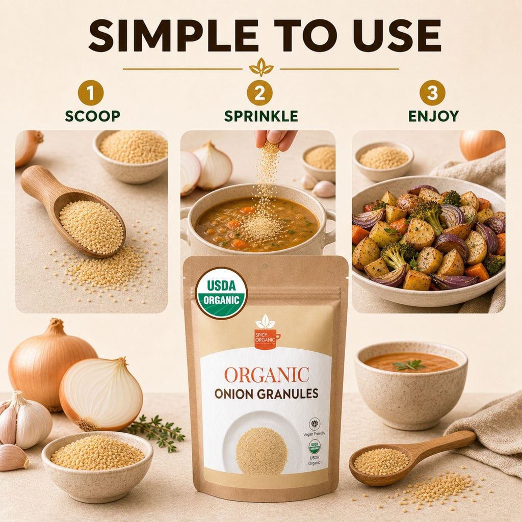 Organic Onion Granules – For Marinades, Rubs & Slow Cooking