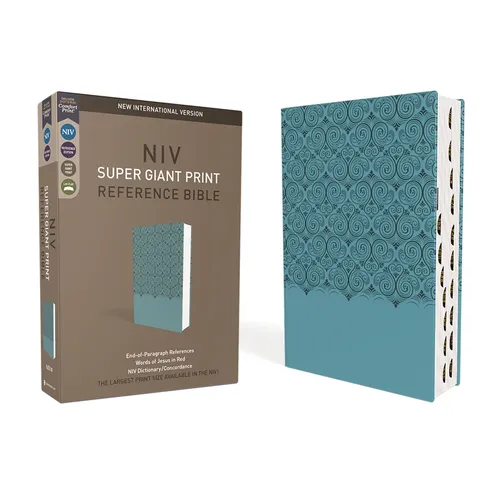 Niv, Super Giant Print Reference Bible (Font Size: 16.5-Point), Leathersoft, Teal, Red Letter, Thumb Indexed, Comfort Print