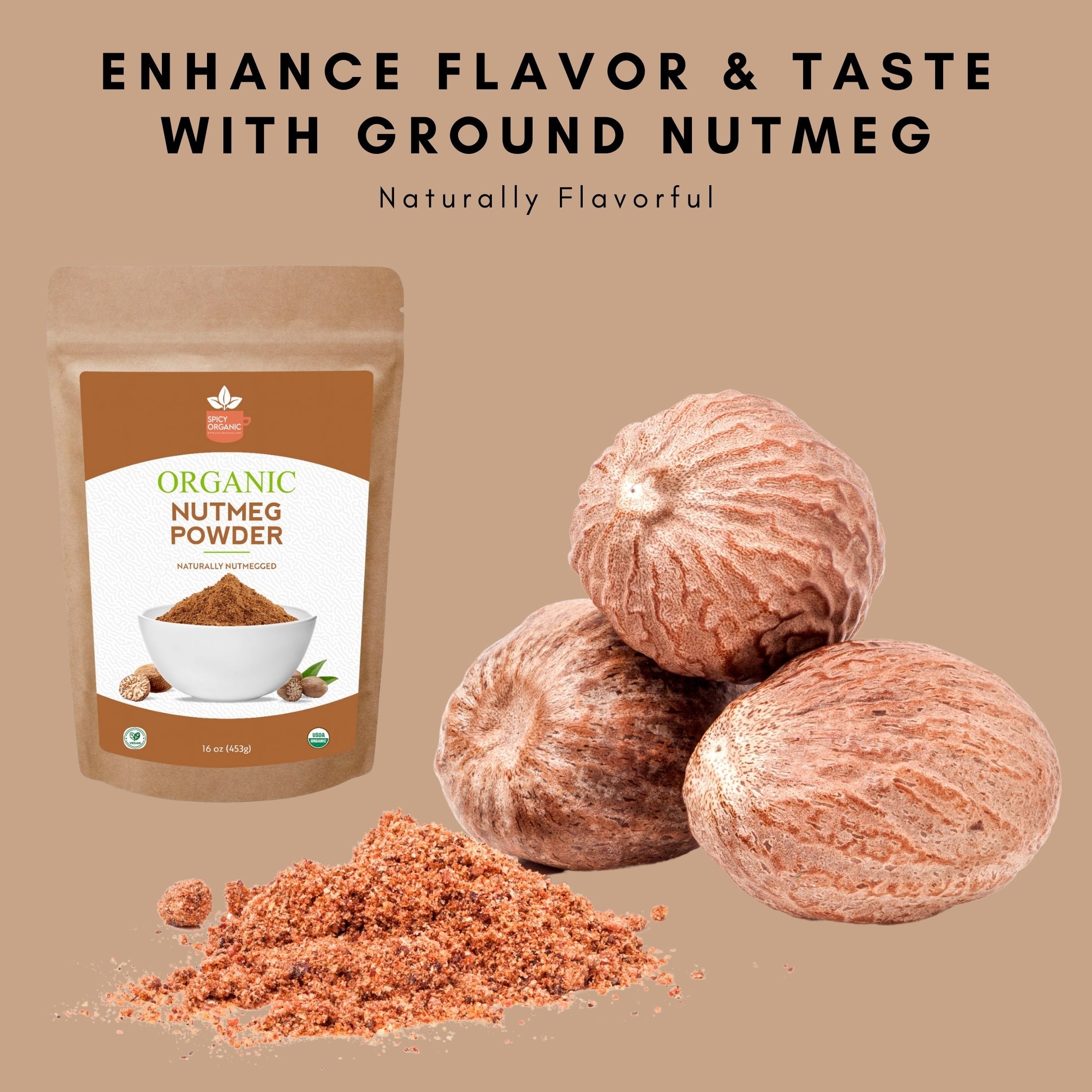Organic Nutmeg Powder — USDA Certified | Béchamel, Eggnog & Spiced Baking