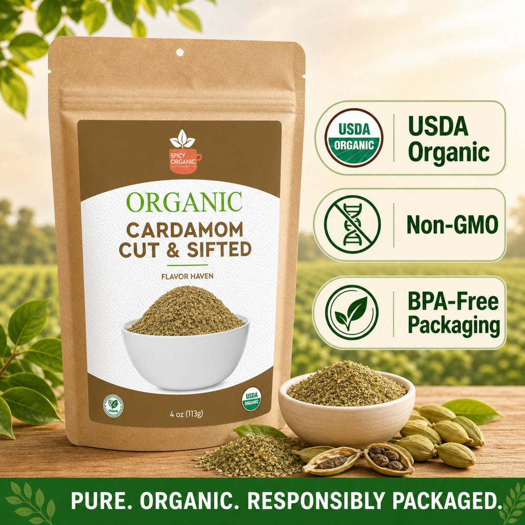 Organic Cardamom Cut & Sifted – For Chai & Tea Blends