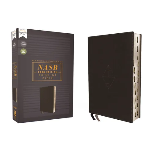 Nasb, Thinline Bible, Leathersoft, Black, Red Letter Edition, 2020 Text, Thumb Indexed, Comfort Print