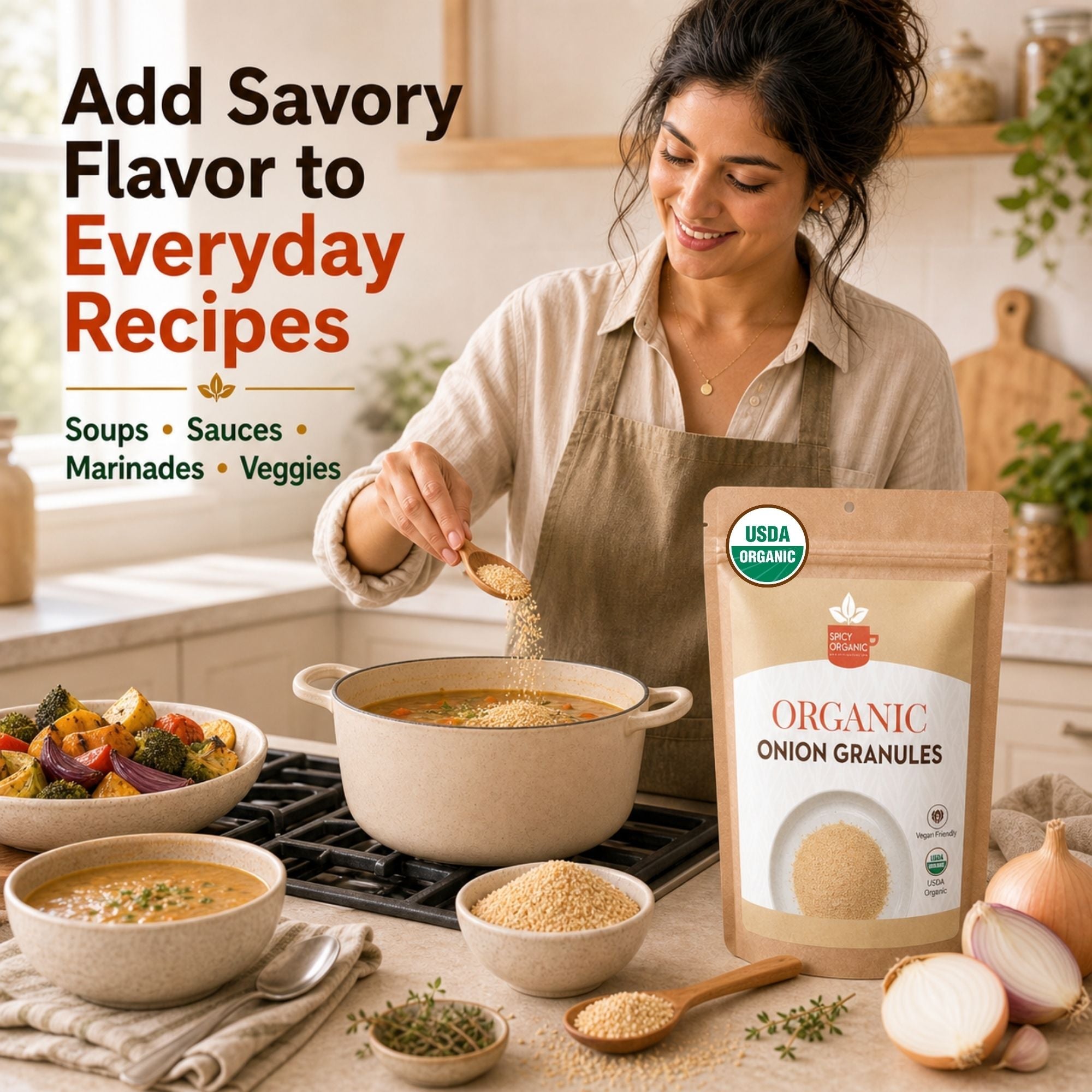 Organic Onion Granules – For Marinades, Rubs & Slow Cooking
