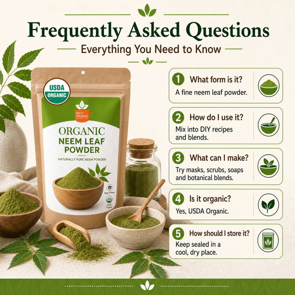 Organic Neem Powder – USDA Certified Neem Leaf Powder for Herbal Tea & DIY Skincare