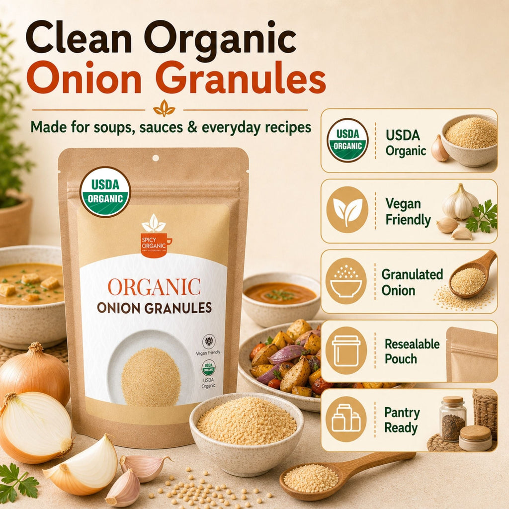 Organic Onion Granules – For Marinades, Rubs & Slow Cooking