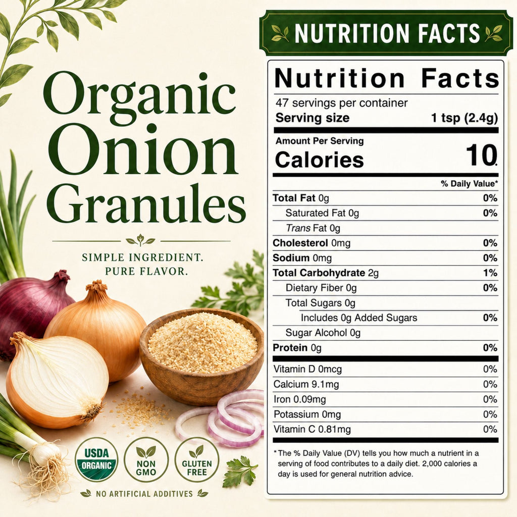 Organic Onion Granules – For Marinades, Rubs & Slow Cooking