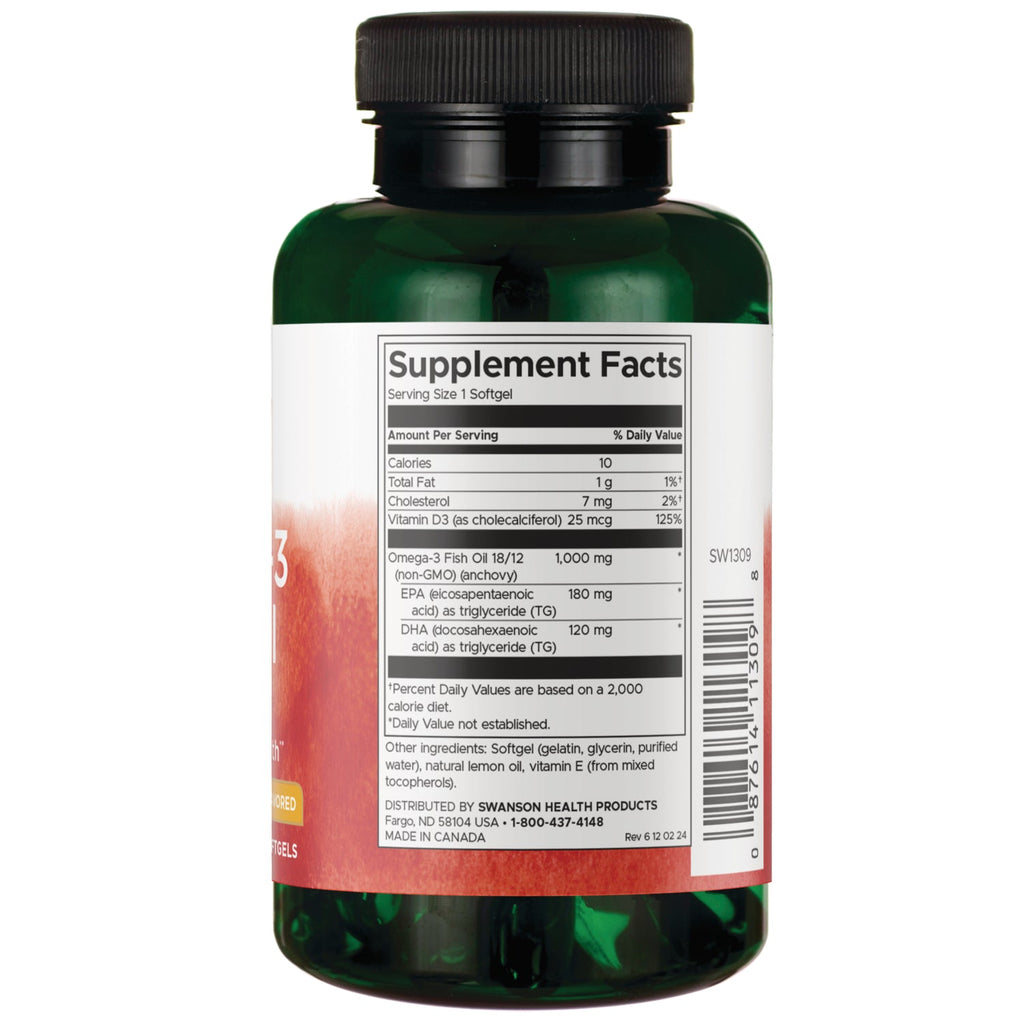 Omega-3 Fish Oil with Vitamin D - Lemon Flavored