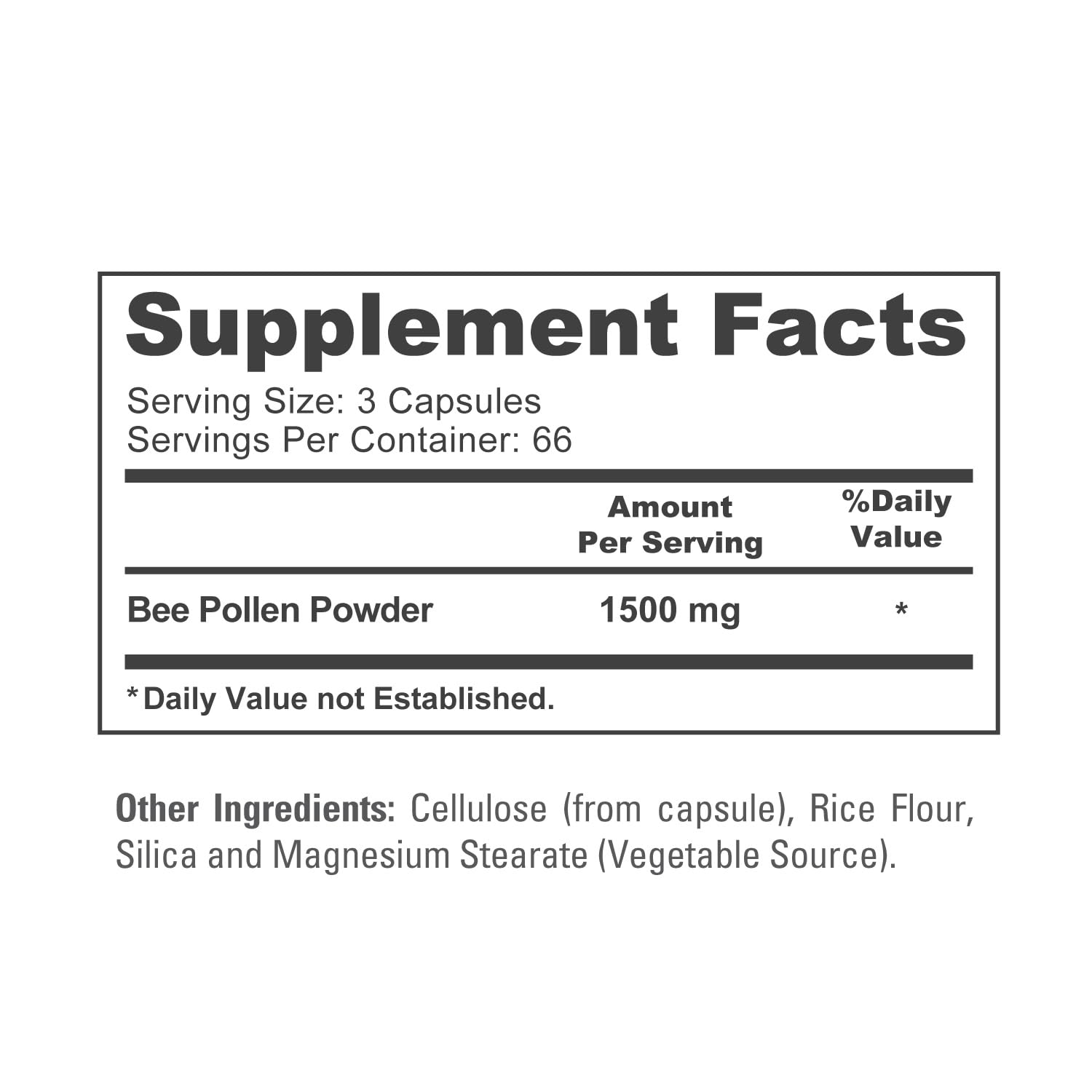 NusaPure Bee Pollen 1500mg 200 Veggie Caps (100% Vegetarian, Non-GMO, Vegan) Naturally Occurring Proteins, Aminoacids