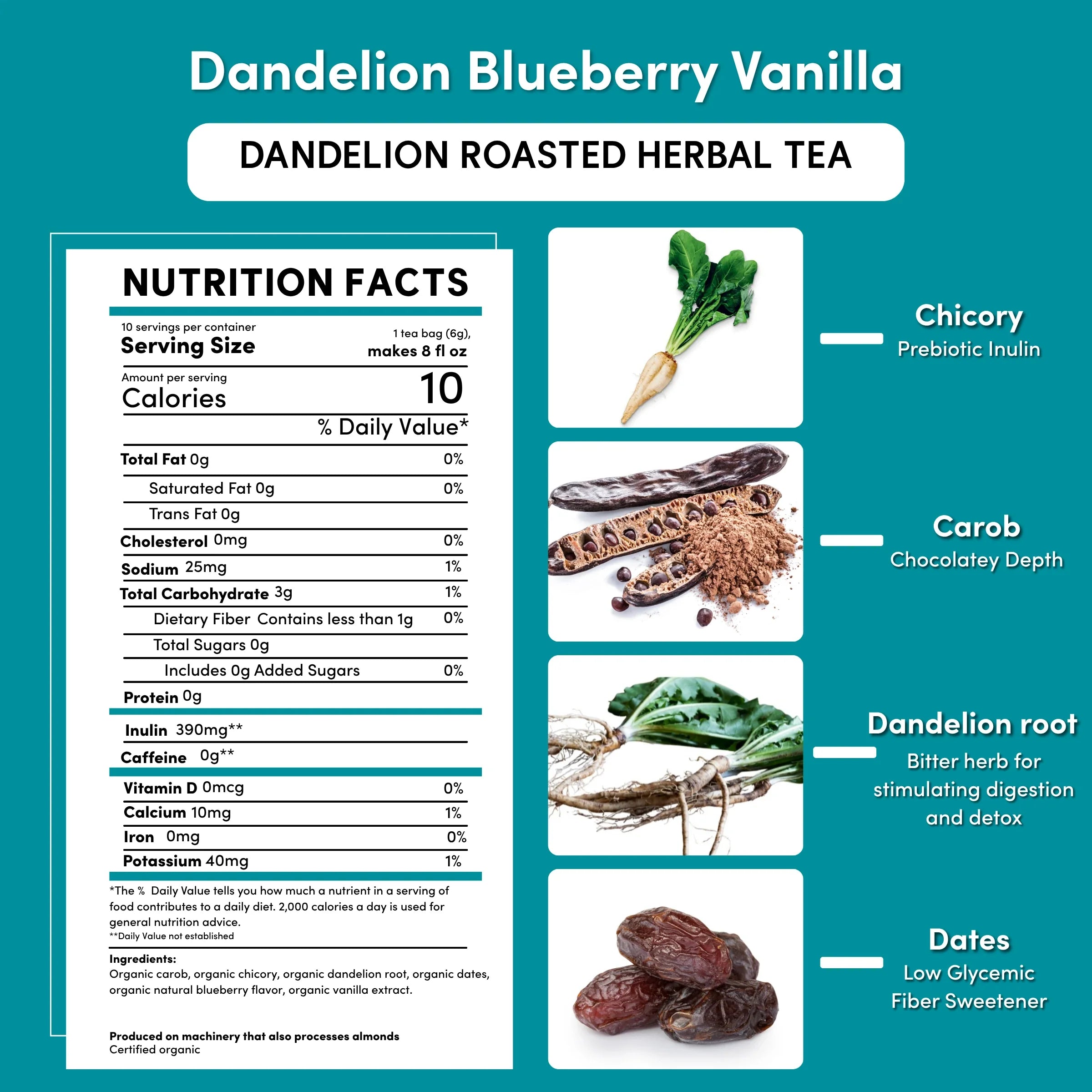 Dandelion Blueberry Vanilla Roasted Herbal Tea