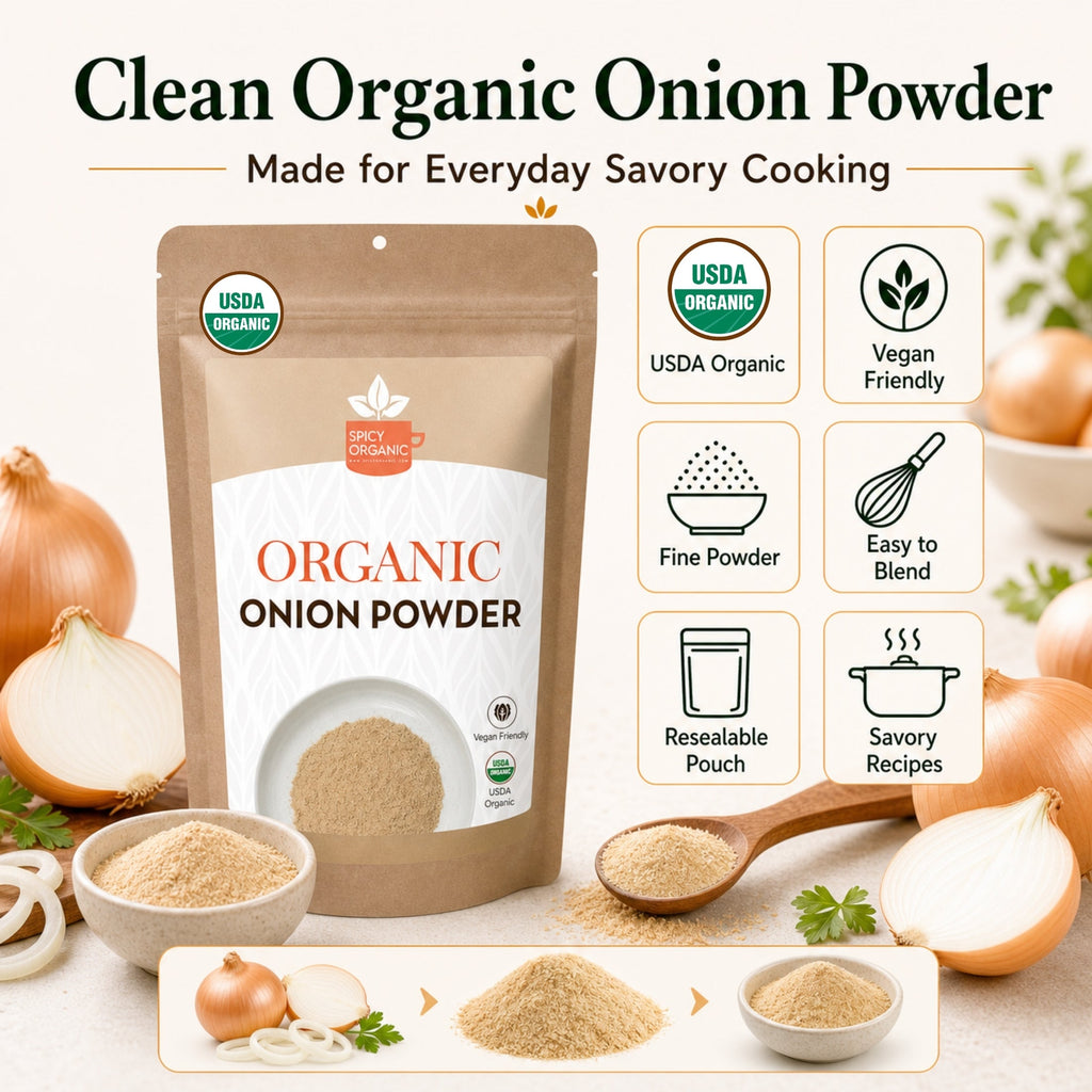 Organic Onion Powder — USDA Certified, Non-GMO | Soups, Spice Blends & Dry Rubs