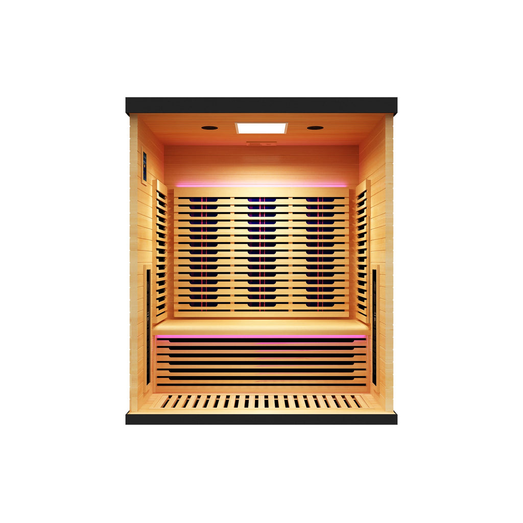 Peak Saunas Denali Luxury 3-Person Full Spectrum Infrared Sauna with Two XL Medical-Grade Red Light Therapy Panels & Smart WiFi App Control