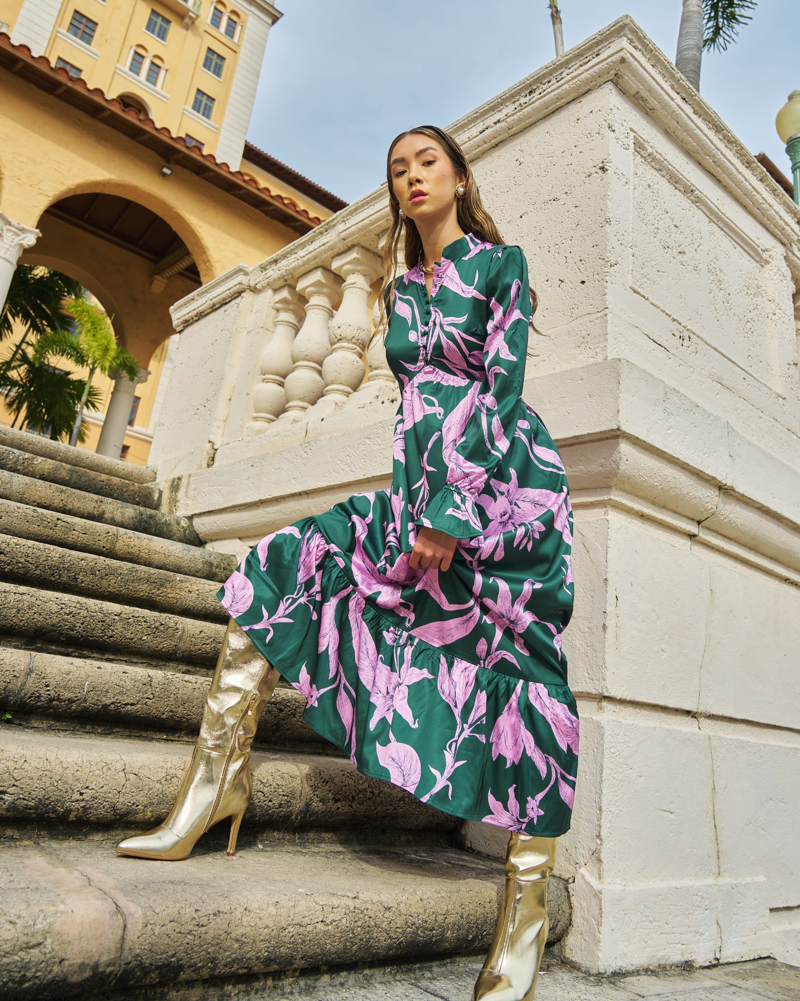 Green Print Dress