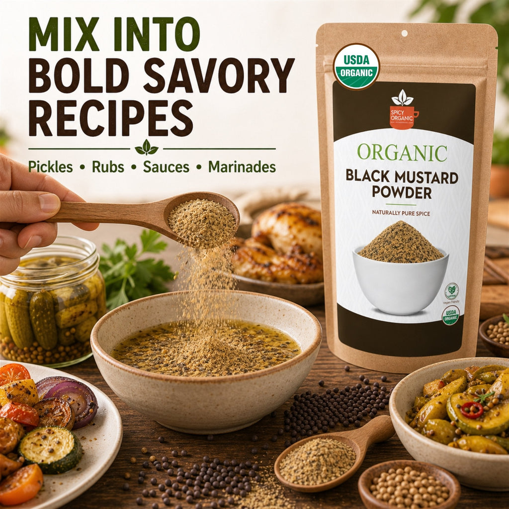 Organic Black Mustard Seed Powder – USDA Certified Organic Ground Mustard for Cooking & Seasoning