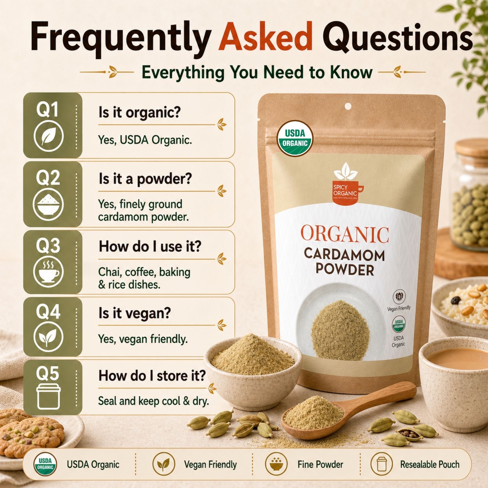 Organic Cardamom Powder – For Chai, Baking & Golden Milk