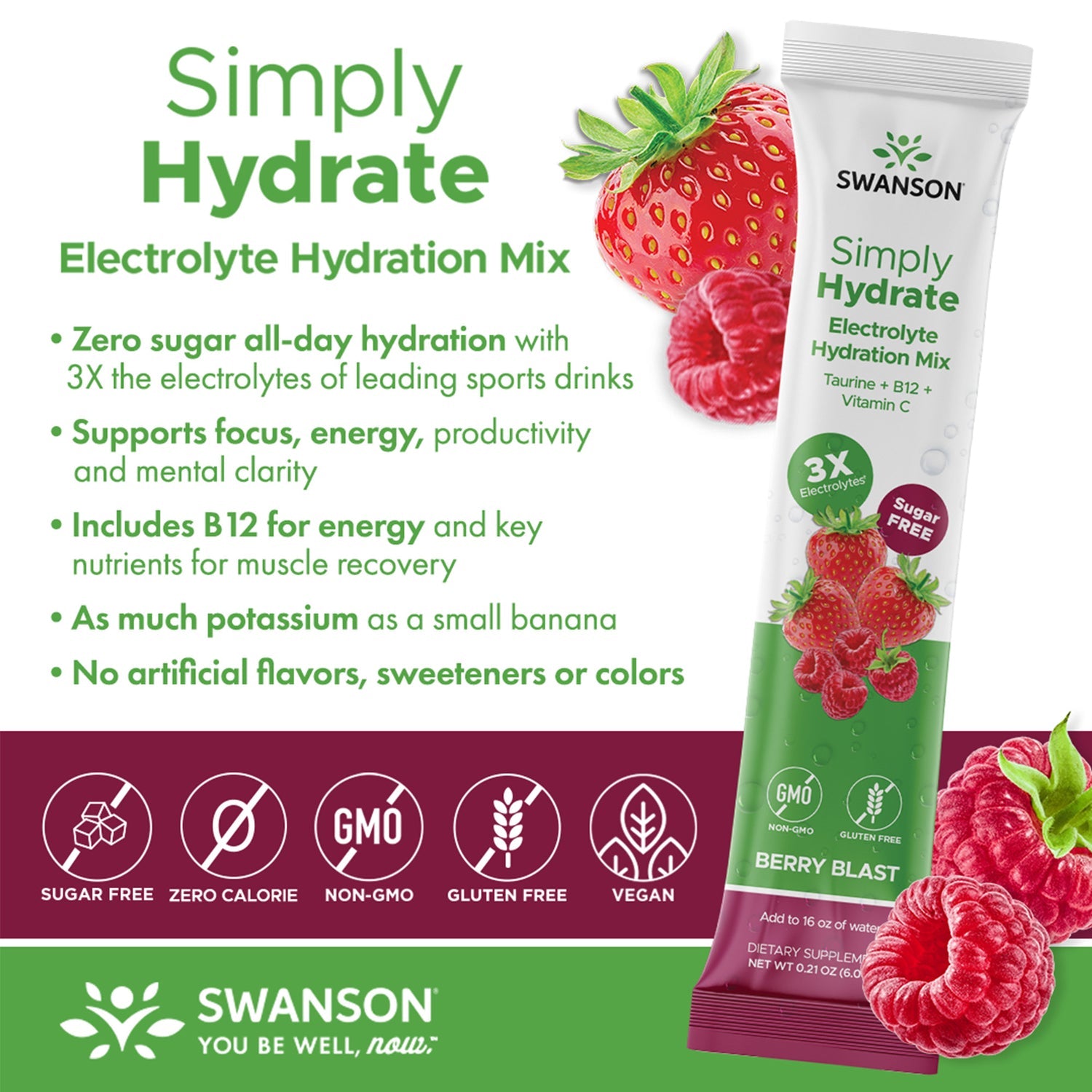 Simply Hydrate Electrolyte Hydration Mix - Berry Blast