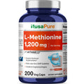 NusaPure L Methionine 1200mg | 200 Capsules | Non-GMO | Vegan Supplement