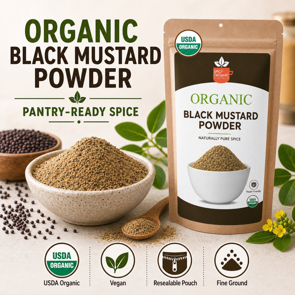 Organic Black Mustard Seed Powder – USDA Certified Organic Ground Mustard for Cooking & Seasoning