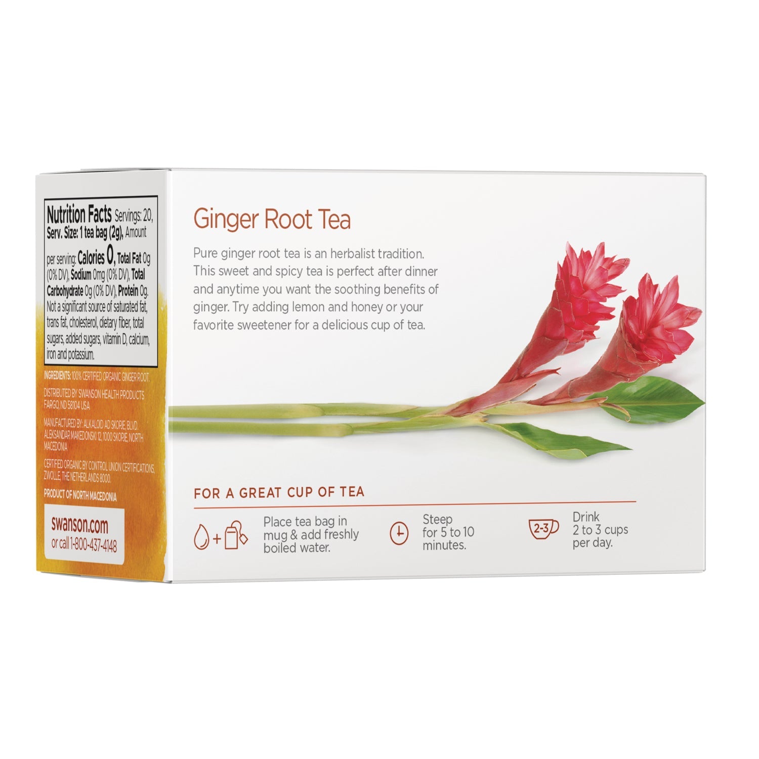 100% Organic Ginger Root Tea - Caffeine-Free