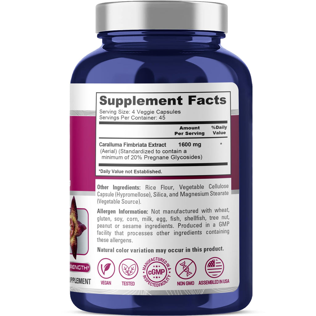 NusaPure Caralluma Fimbriata 1600mg - 180 Veggie Capsules (Non-GMO, Vegan)