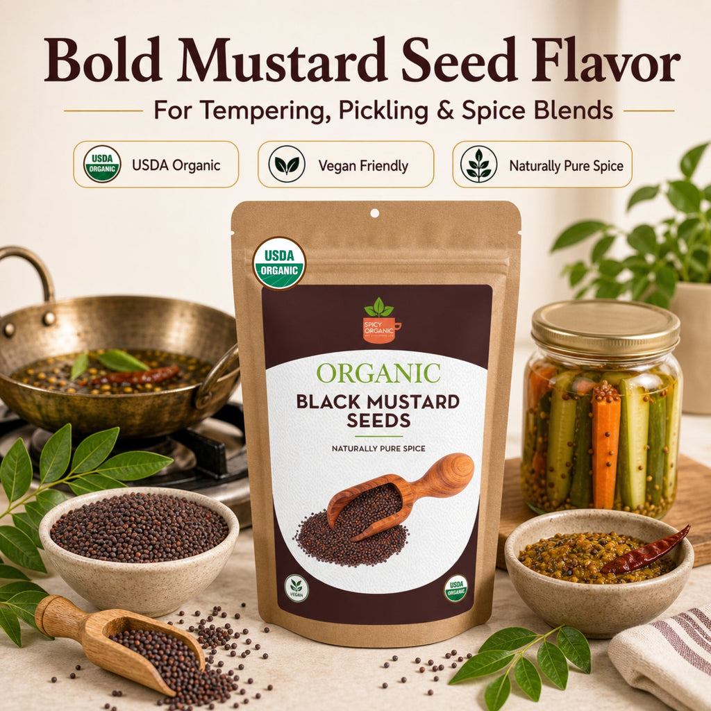 Organic Black Mustard Seeds – USDA Certified, Non-GMO, Kosher, for Pickling, Cooking & Spice Blends