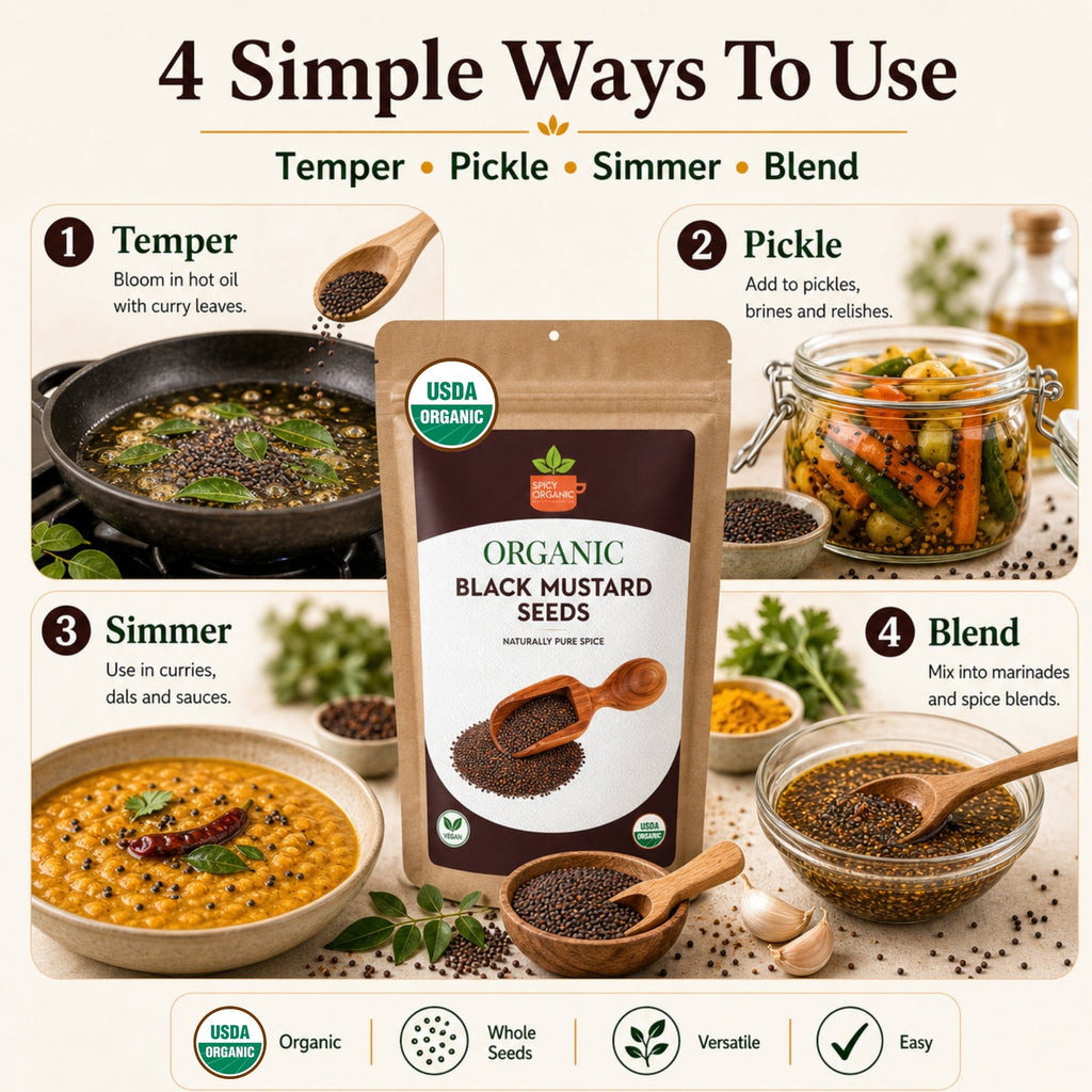 Organic Black Mustard Seeds – USDA Certified, Non-GMO, Kosher, for Pickling, Cooking & Spice Blends