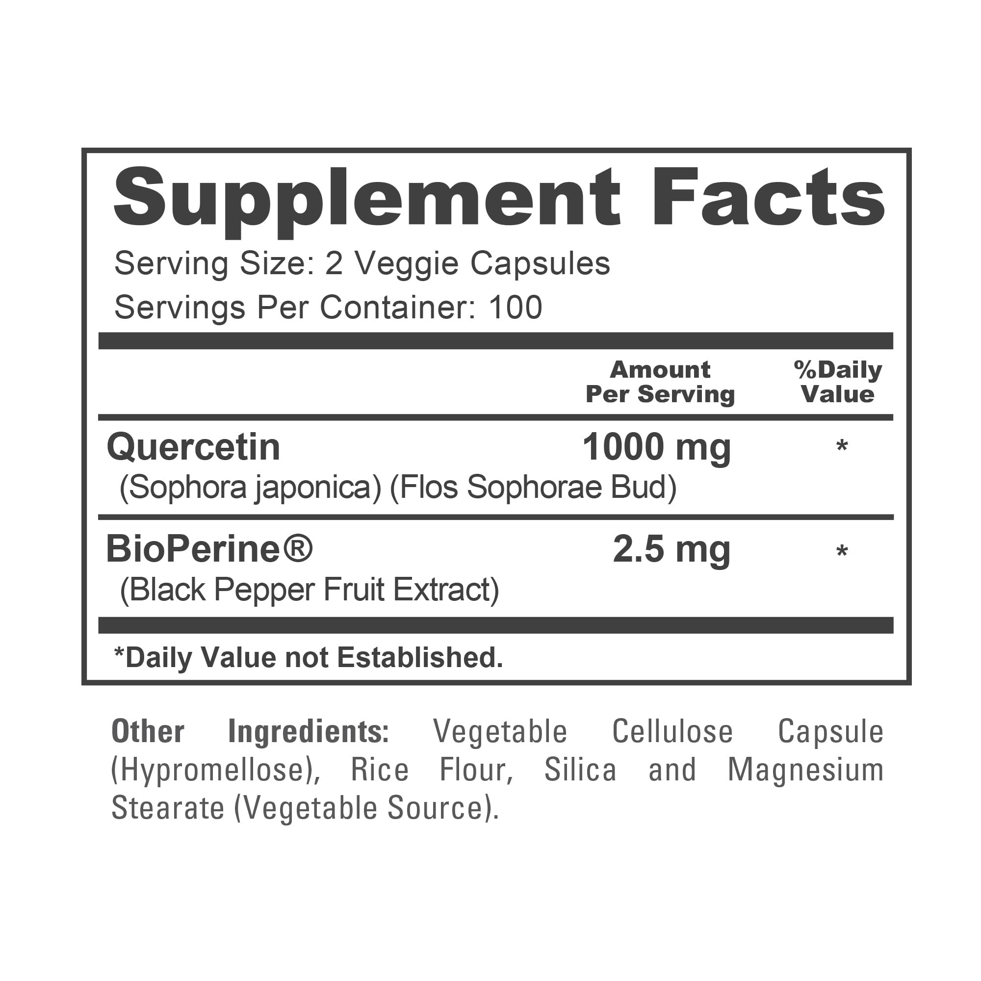 NusaPure Quercetin - Suitable for Vegetarian/Vegan, Non - GMO - 1000 mg - 200 Capsules