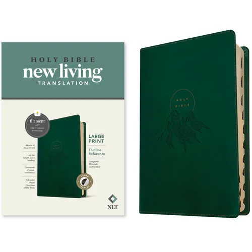 NLT Large Print Thinline Reference Bible, Filament Enabled (Leatherlike, Evergreen Mountain, Indexed, Red Letter)