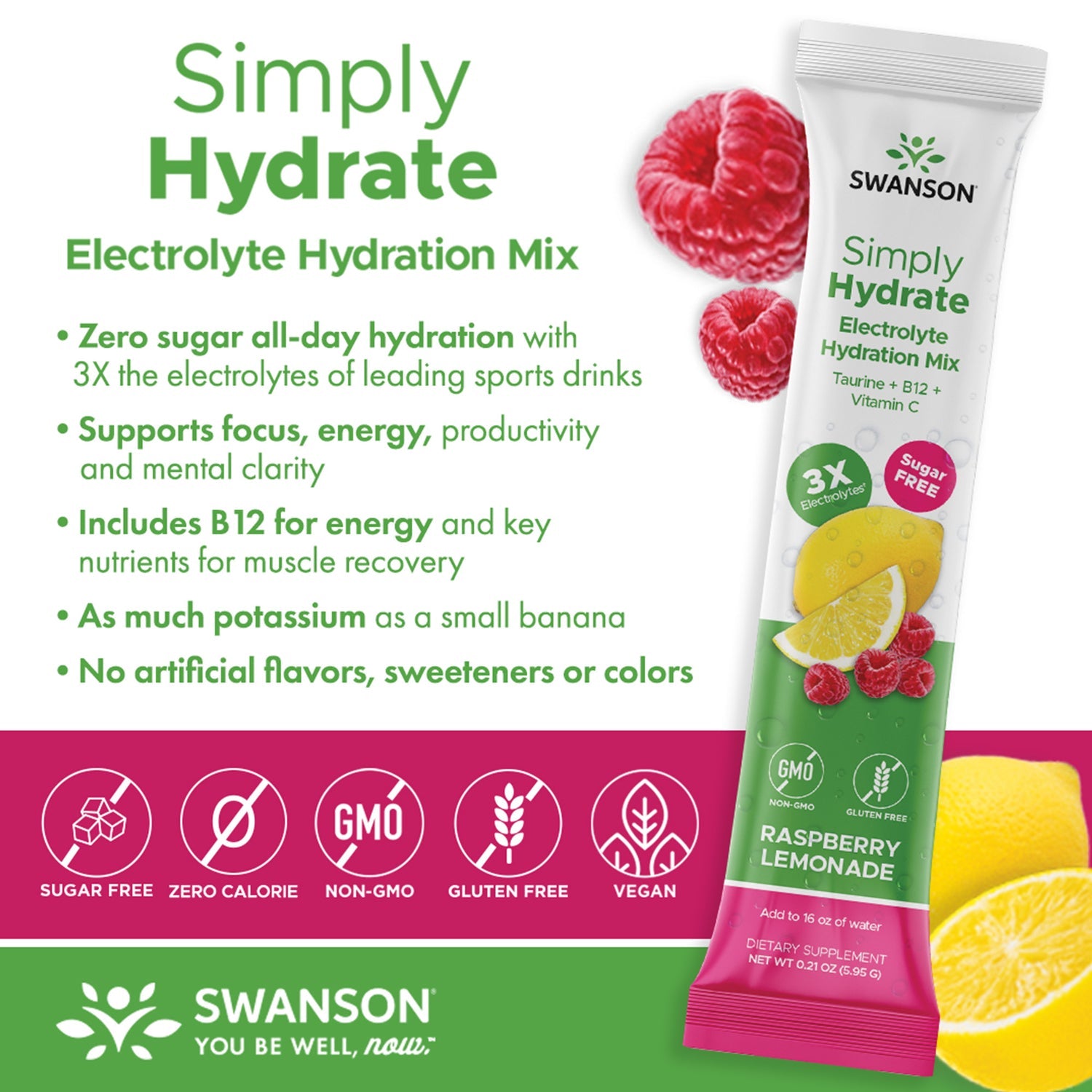 Simply Hydrate Electrolyte Hydration Mix - Raspberry Lemonade