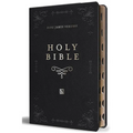KJV Holy Bible, Giant Print Thinline Large Format, Black Premium Imitation Leather with Ribbon Marker, Red Letter, and Thumb Index