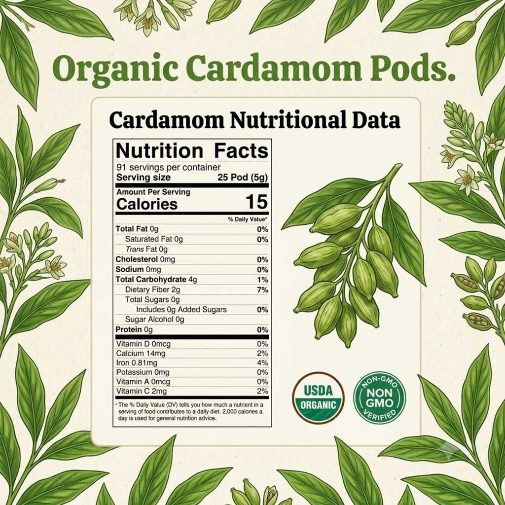 Organic Green Cardamom Pods – Jumbo, for Chai & Biryani