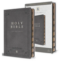 KJV Holy Bible, Giant Print Thinline Edition, Large Format, Gray Premium Imitation Leather, Red Letter, Thumb Index, Ribbon Marker