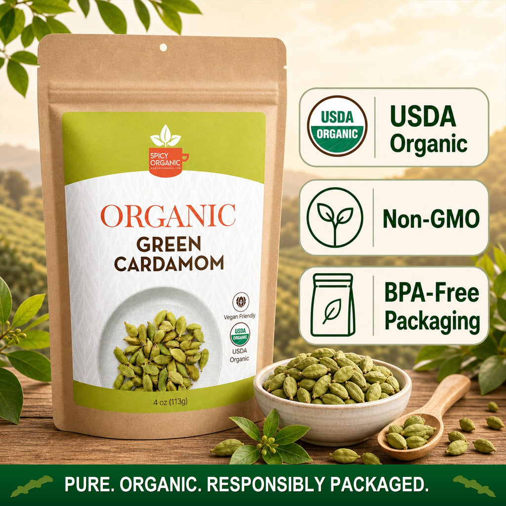 Organic Green Cardamom Pods – Jumbo, for Chai & Biryani