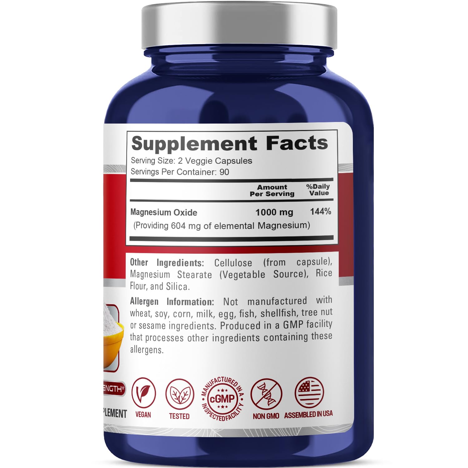 NusaPure Magnesium Oxide 1,000mg per Serving 180 Veggie Caps (Non-GMO, Vegan)