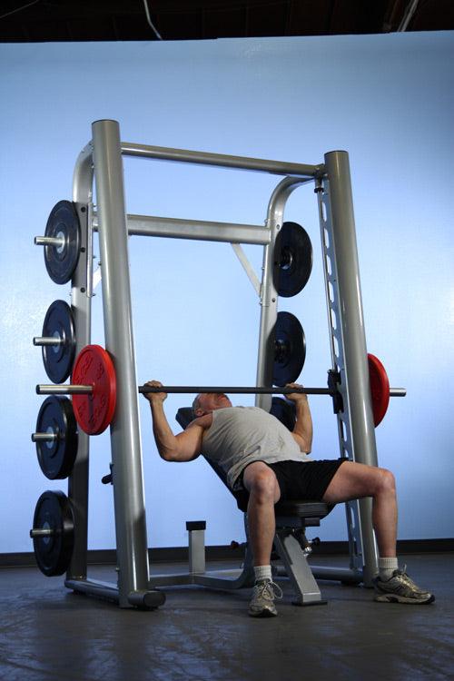 Smith Machine(85", 93") - Muscle D Fitness - Commercial Grade Smith Machine Plate Storage Black Silver