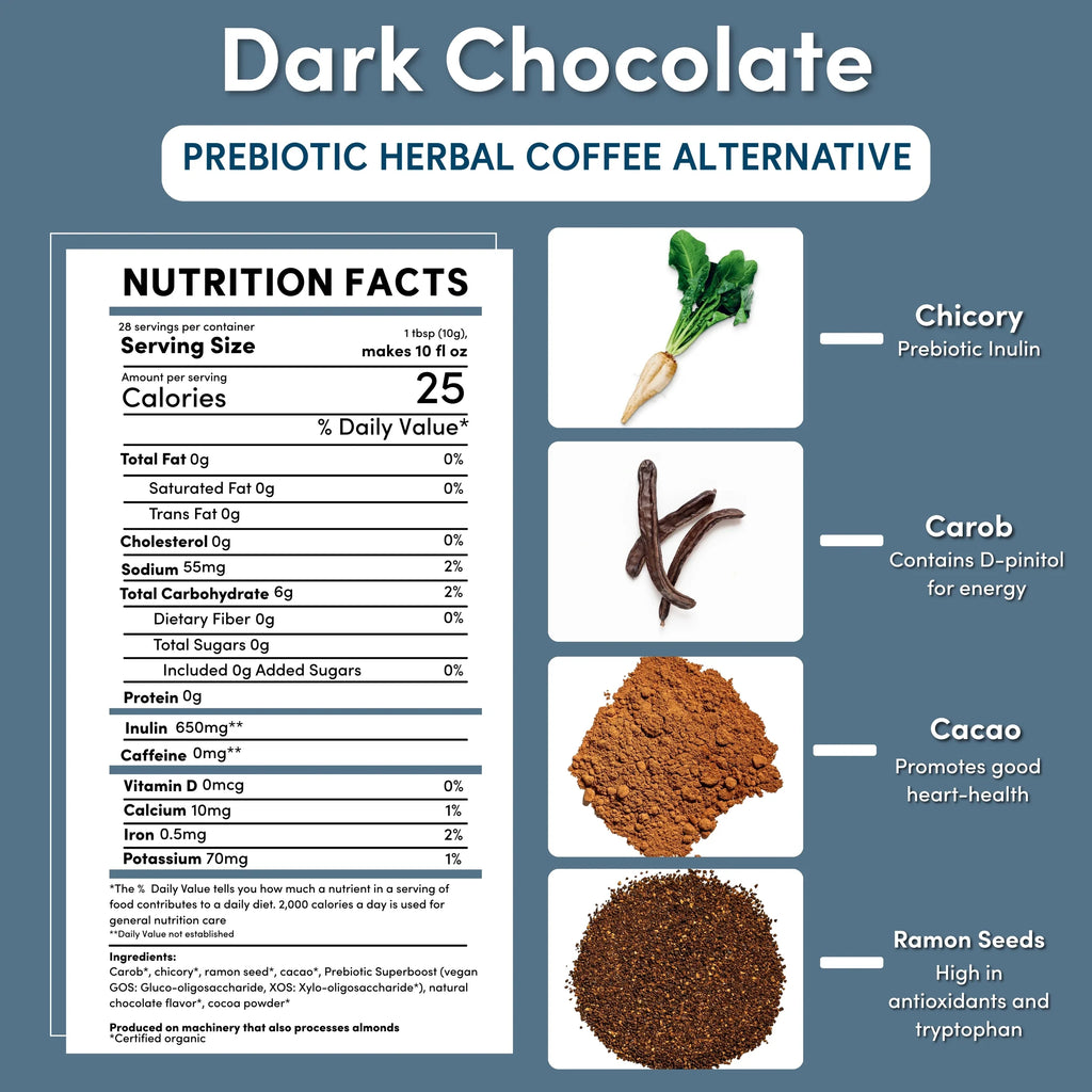 Dark Chocolate Prebiotic SuperBoost Herbal Coffee