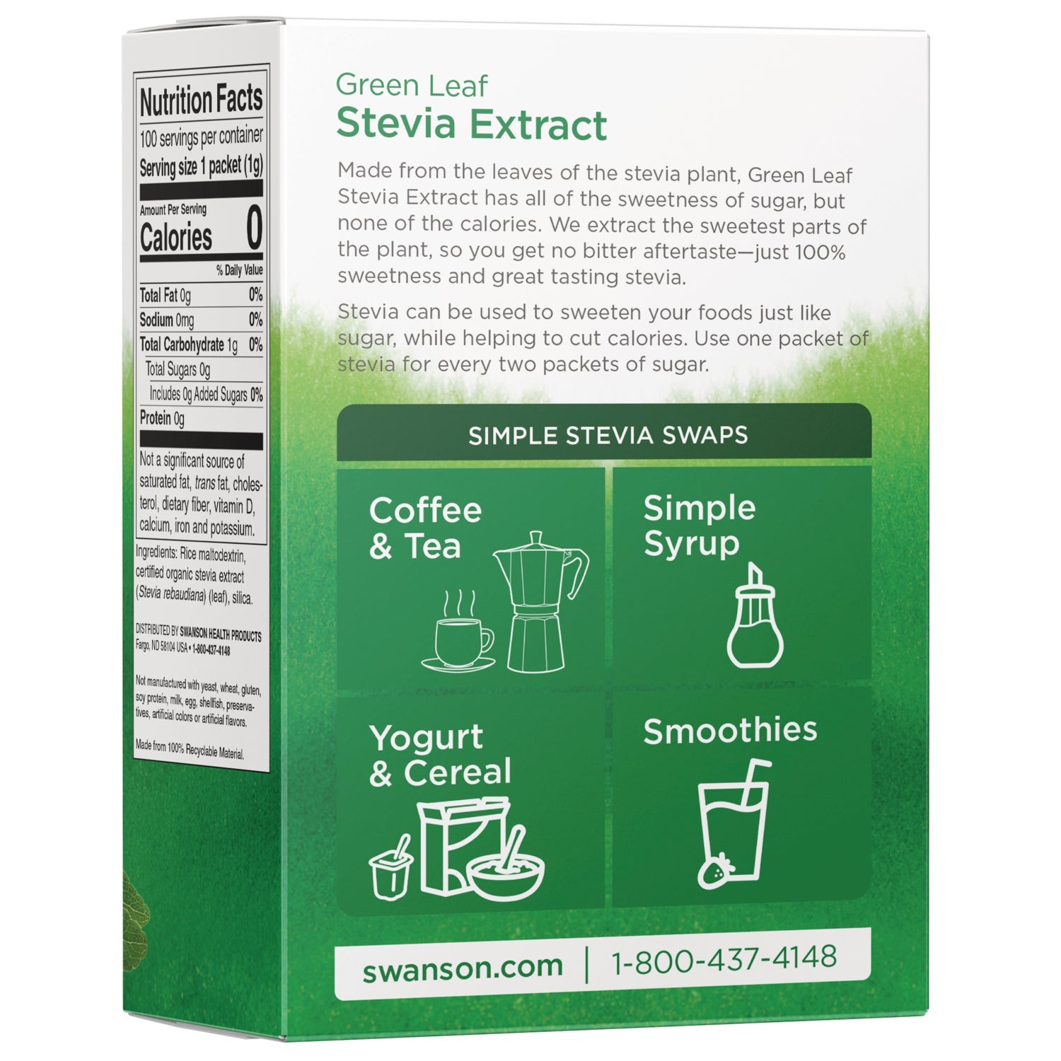 Green Leaf Stevia Extract Blended with Other Ingredients