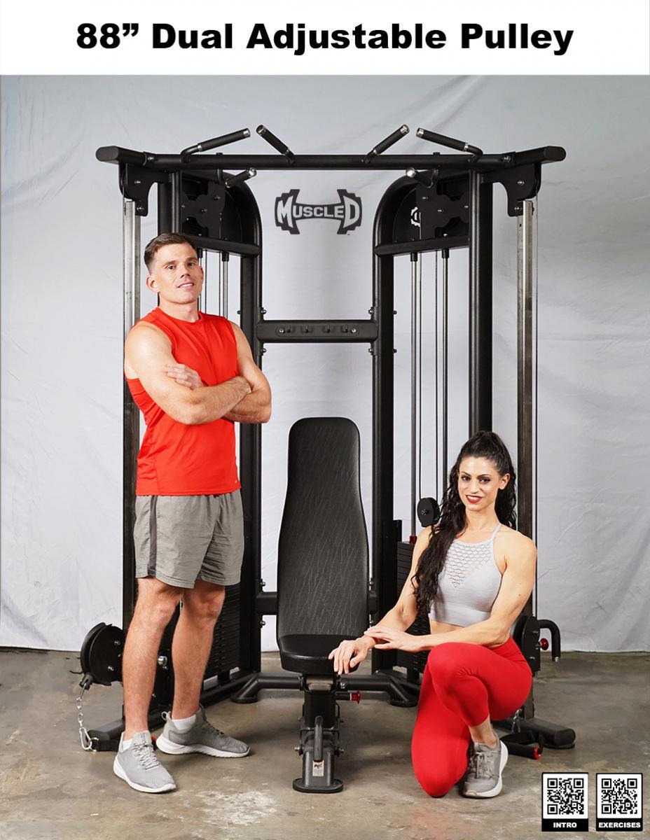 Muscle D Fitness 88" Dual Adjustable Pulley – Compact Cable Machine