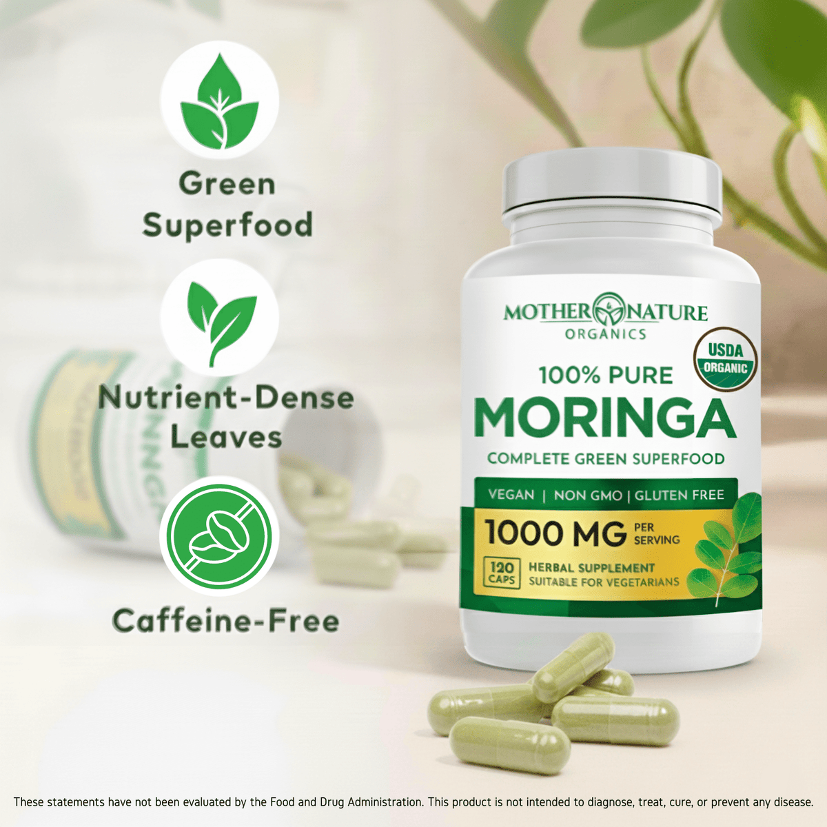 Organic Moringa Capsules (120 Count)