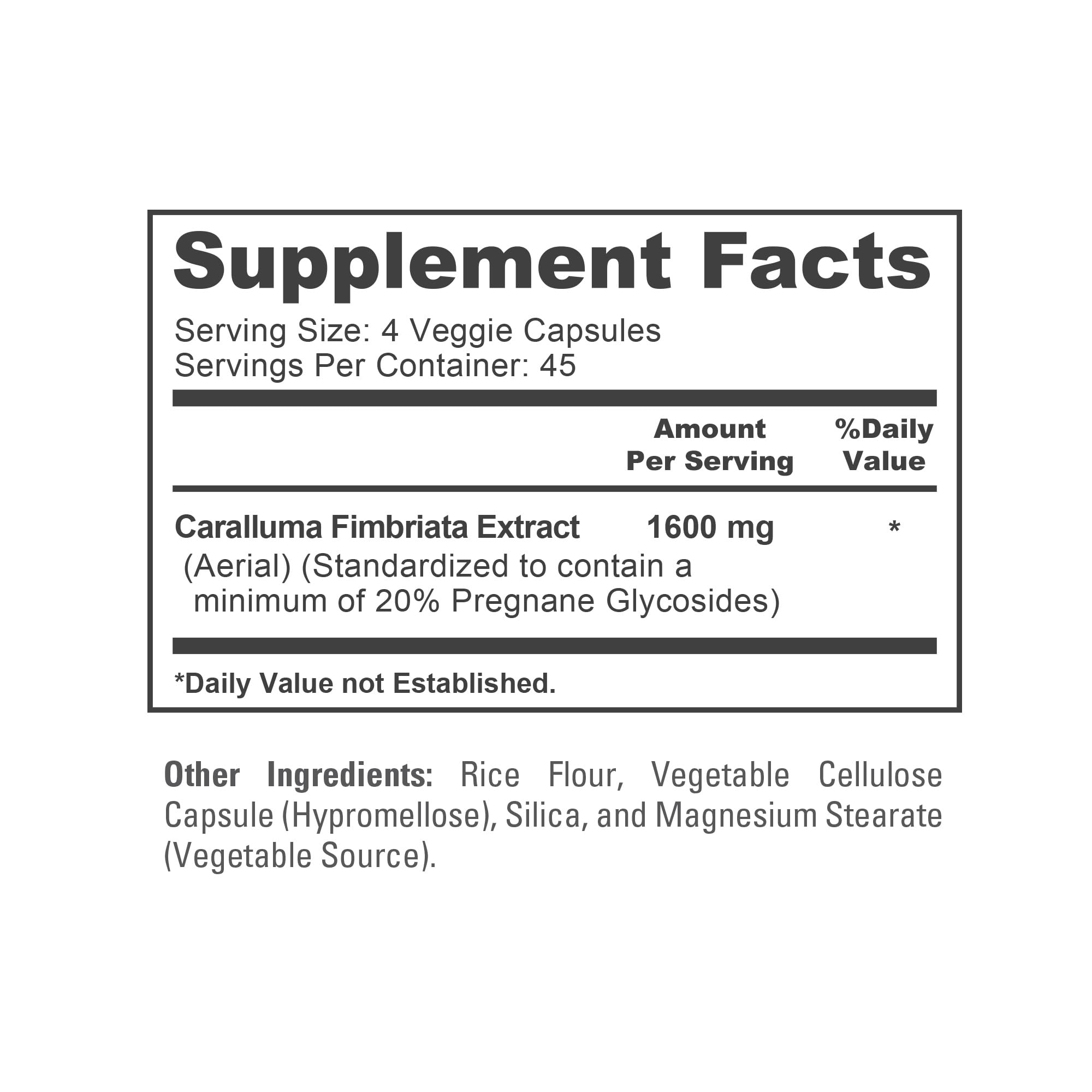 NusaPure Caralluma Fimbriata 1600mg - 180 Veggie Capsules (Non-GMO, Vegan)