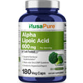 NusaPure Alpha Lipoic Acid 600 mg per Serving 180 Veggie Capsules (Vegetarian, Non-GMO, Vegan)