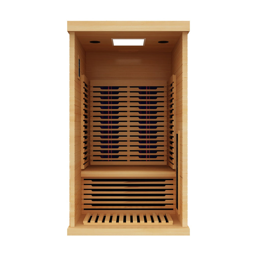 Peak Saunas Shasta 1-Person Full Spectrum Infrared Sauna with XL Medical-Grade Red Light Therapy & Smart WiFi App Control
