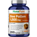 NusaPure Bee Pollen 1500mg 200 Veggie Caps (100% Vegetarian, Non-GMO, Vegan) Naturally Occurring Proteins, Aminoacids