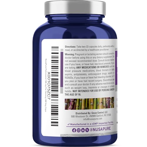 NusaPure Policosanol 100mg 180 Veggie Capsules (Vegan, Non-GMO)