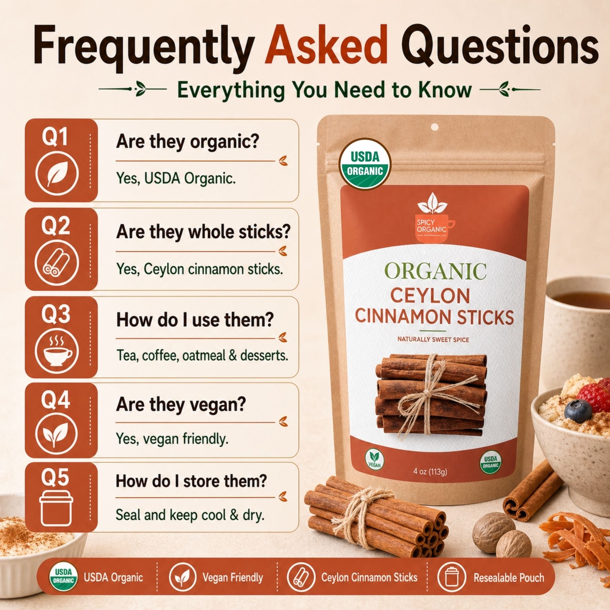Organic Ceylon Cinnamon Sticks – True Cinnamon Quills