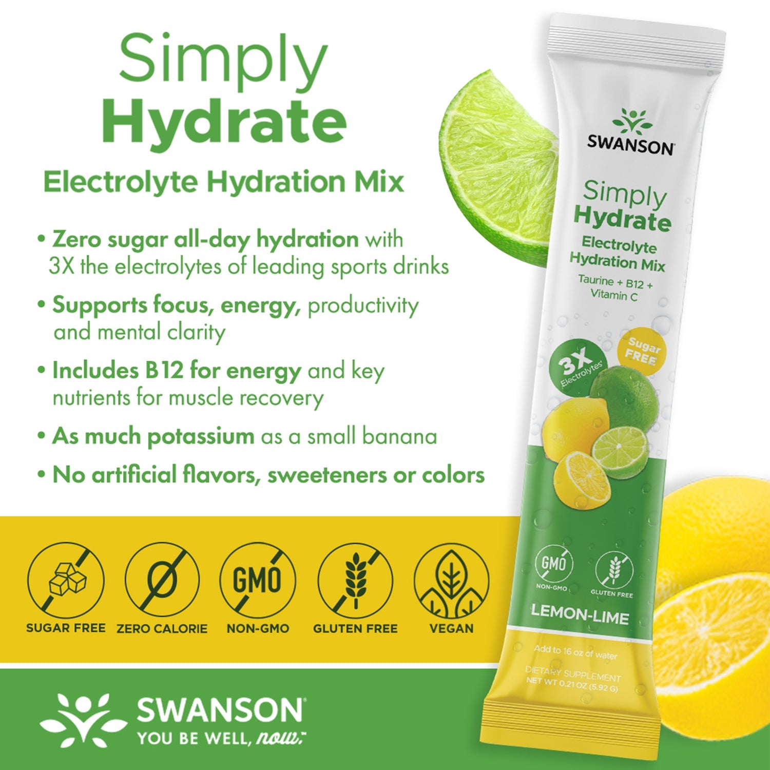Simply Hydrate Electrolyte Hydration Mix - Lemon-Lime